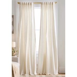 NWOT Quince Piped Edge Curtain Panel 48" X 96" Cotton Lined Oatmeal Ivory